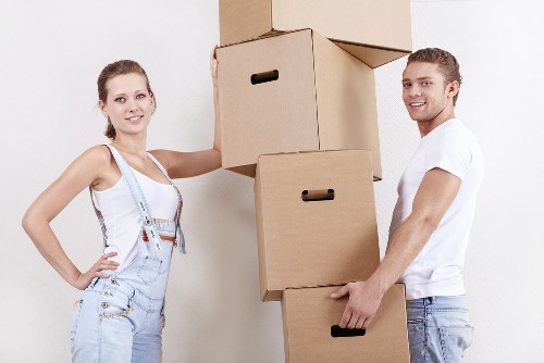 Furniture and household items prepared for safe transport during a move